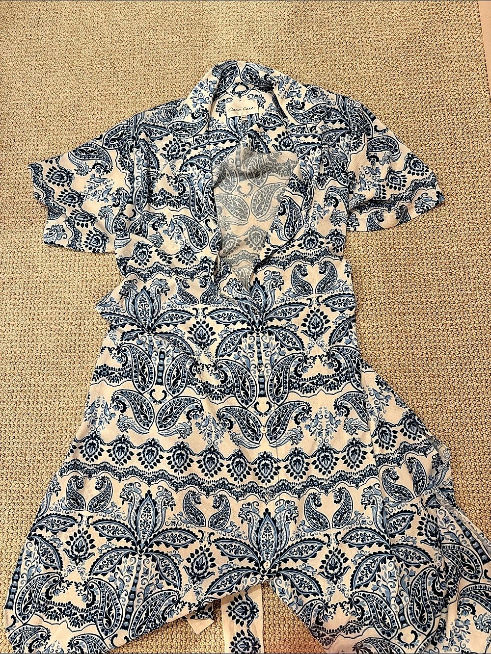 Cara Hobbs Dress Paisley Maxi Dress Blue & White XS